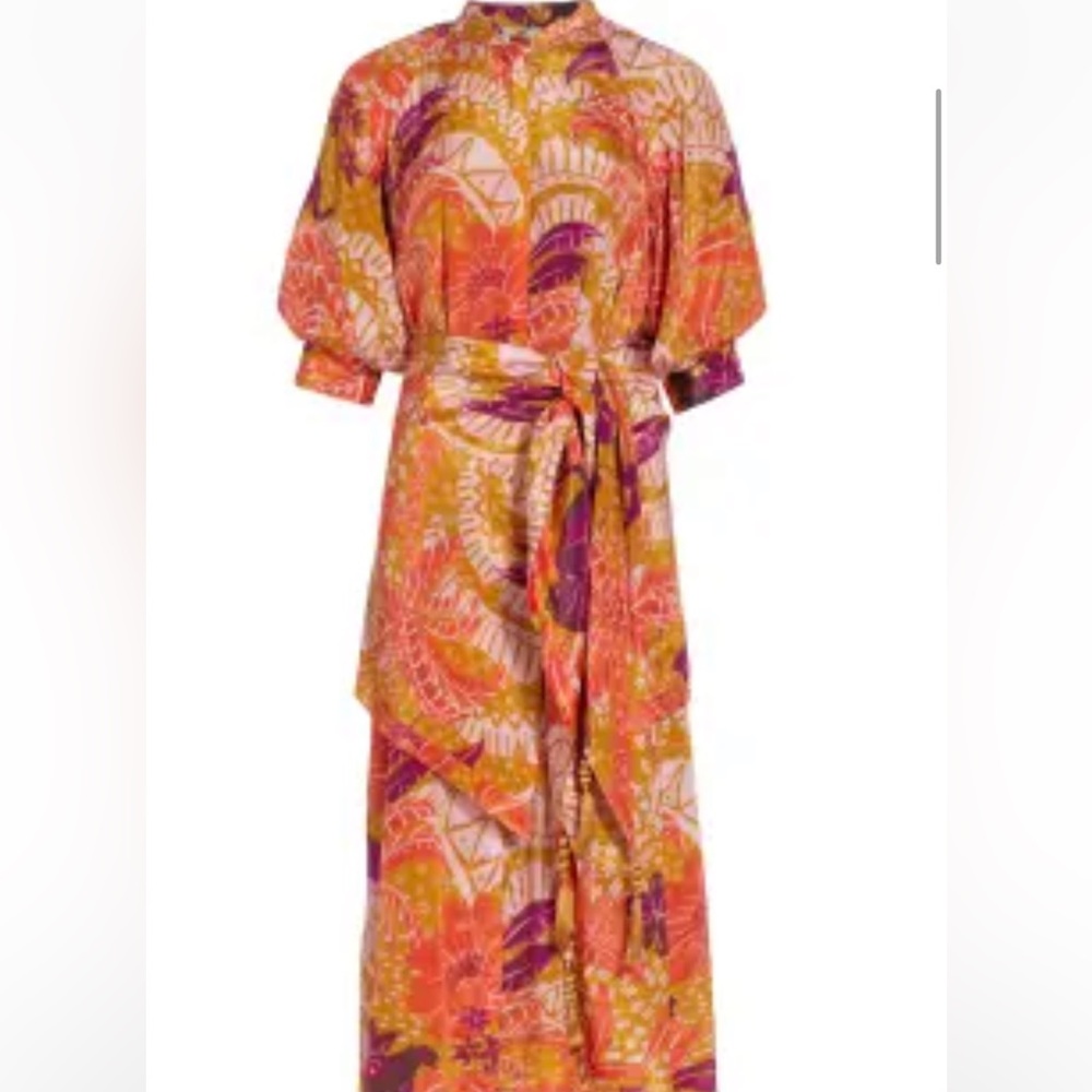FARM Rio Orange, Pink & Purple Printed Maxi Dress with Tie Waist
